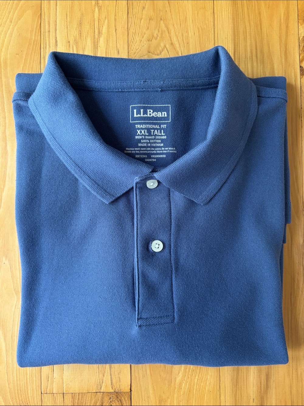 LL BEAN | Blue Premium Double LL Polo Long Sleeve Without Pocket | Size 2XLT
